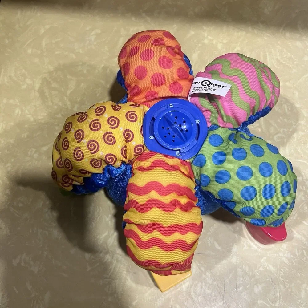 Toy Quest Talking OCTOPUS Blue Plush Attached Colorful Shapes Patterned Arms